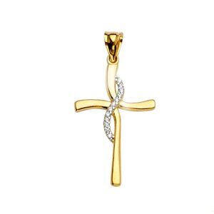 14KT GOLD CROSS CZ PENDANT